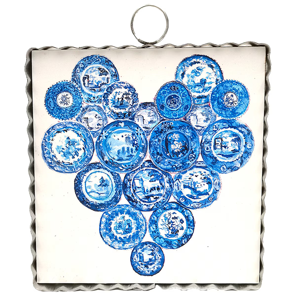 Mini art blue plate heart