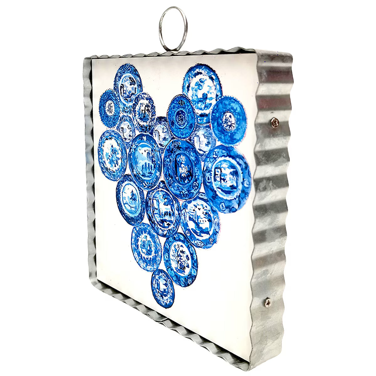 Mini art blue plate heart