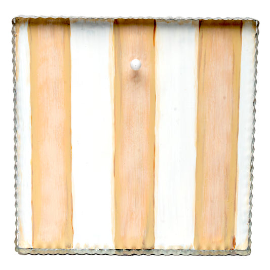 Cream and white striped display board