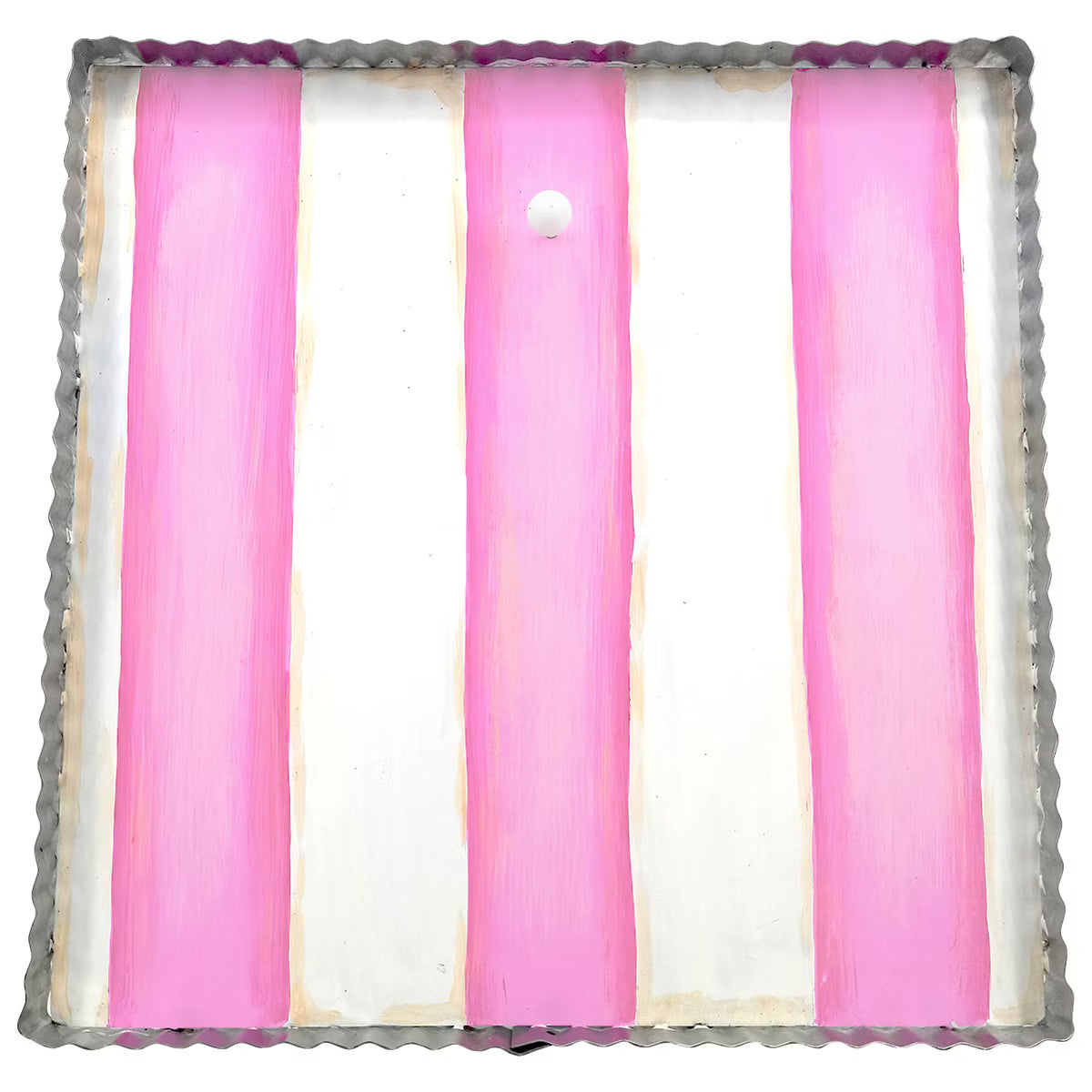 Pink and white striped display board