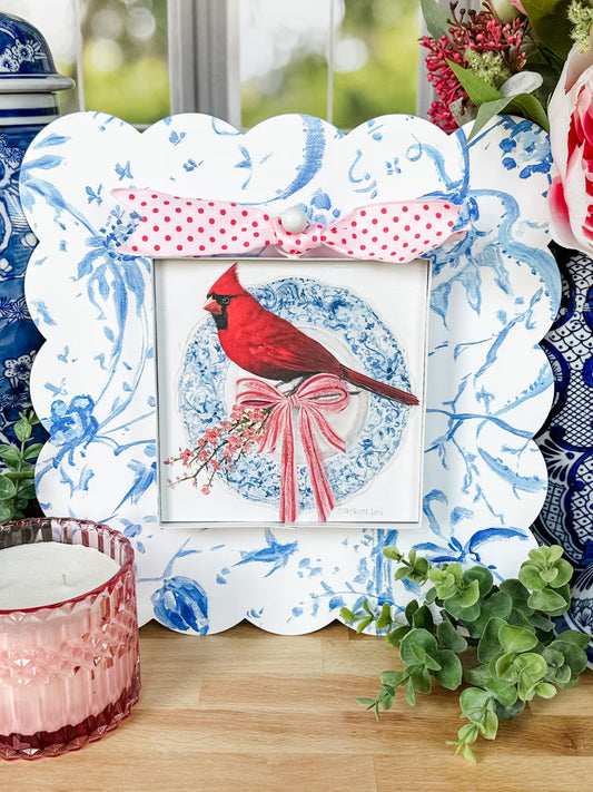Blue Chinoiserie Scallop Display Board