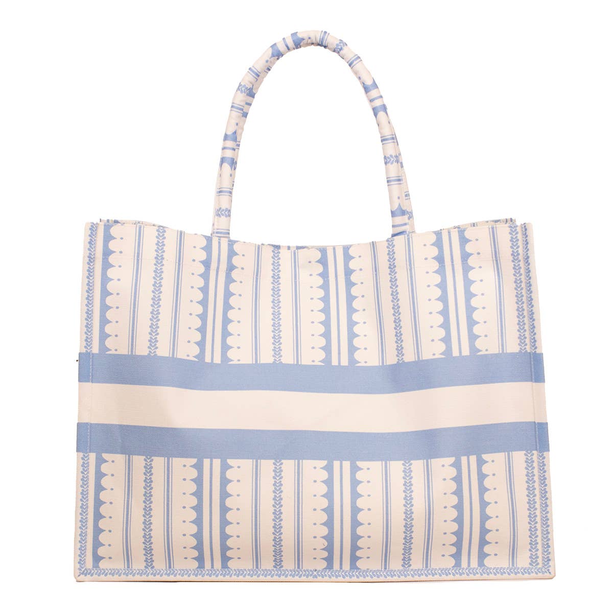 Chantilly Classic Tote   White/Blue   19x14x7.5