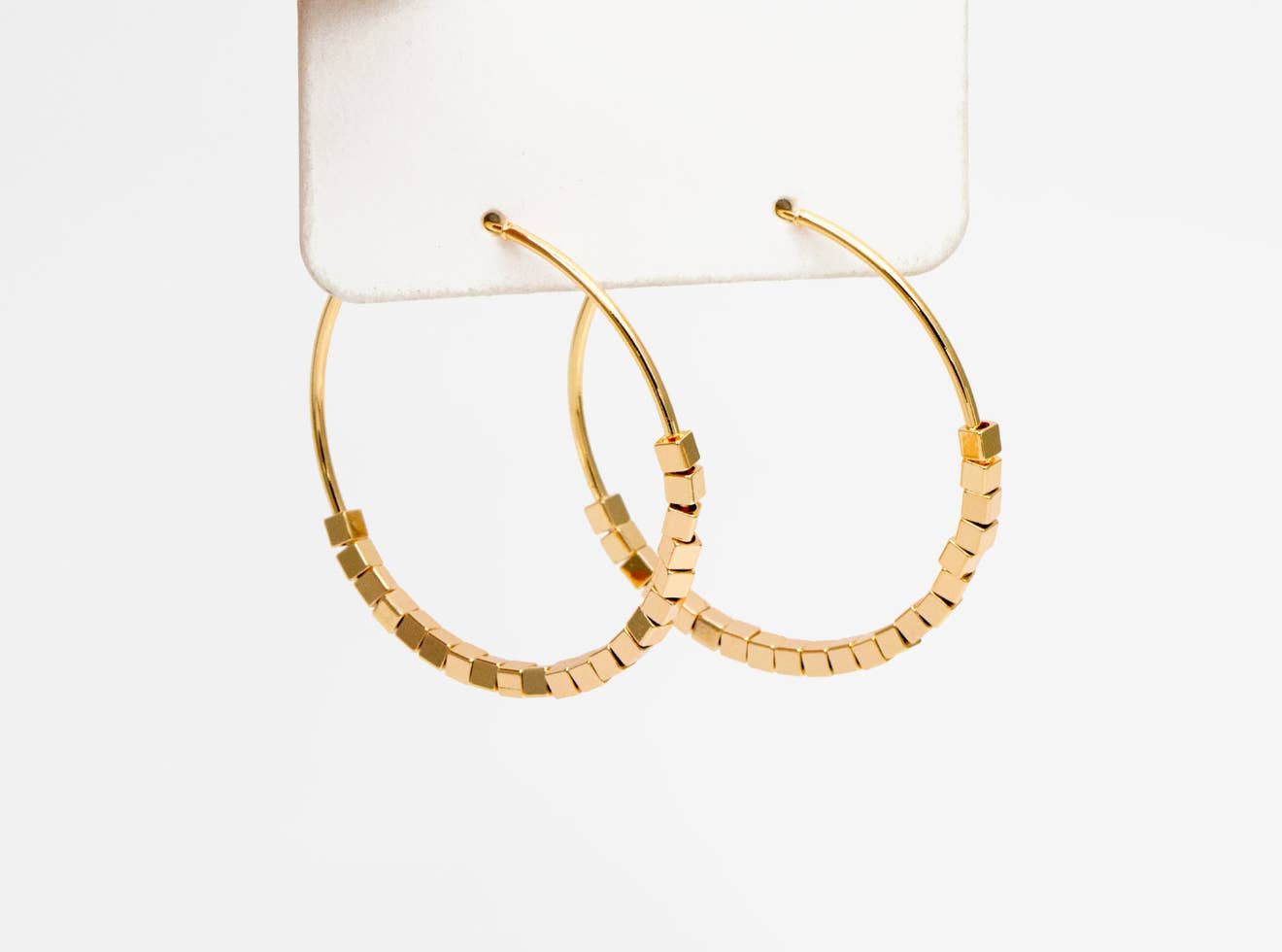 Lola gold beaded hoop earrings-hypoallergenic-non tarnish