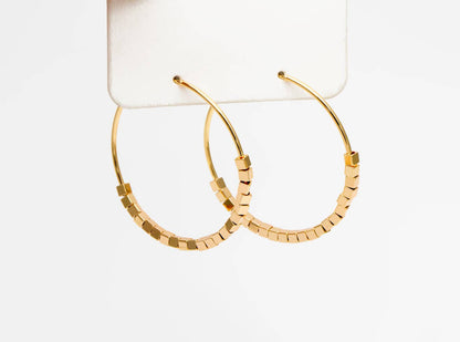 Lola gold beaded hoop earrings-hypoallergenic-non tarnish