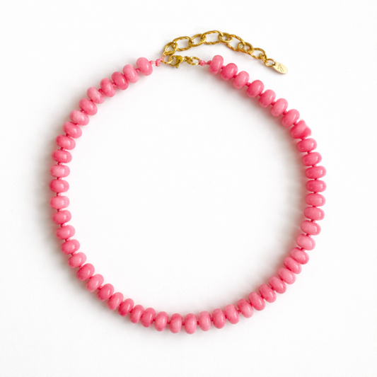 Refined Stone Bead Necklace – Timeless Everyday Accent: Pink Jade
