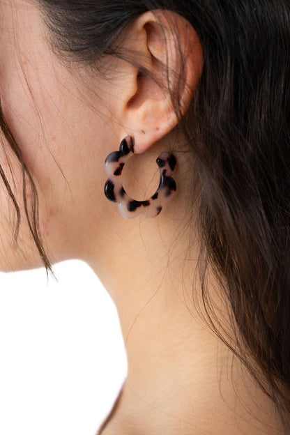 Flora Hoops - Blonde Tortoise / Flower Earrings