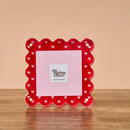 Square Scalloped Acrylic Frame-Tiny Hearts