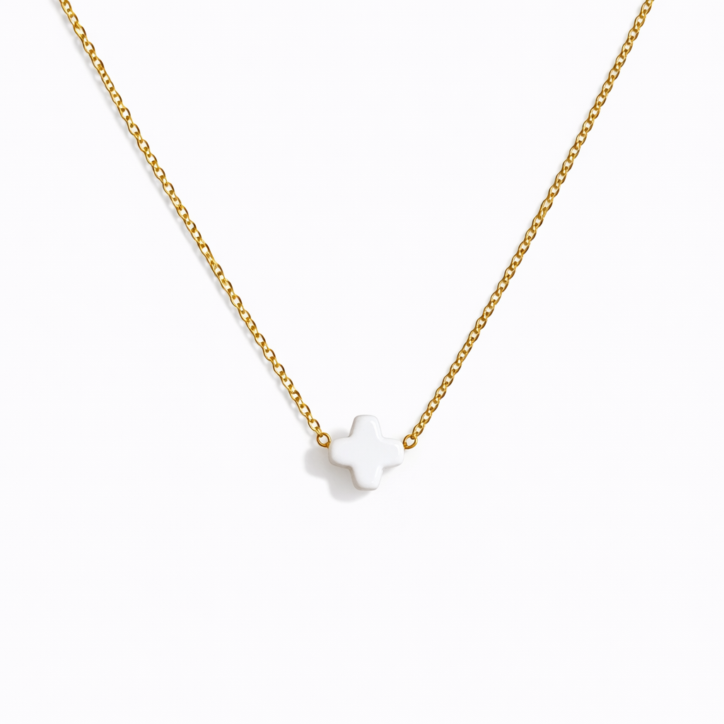 So Very Blessed Cross Necklace – Waterproof Gold Chain: Pink