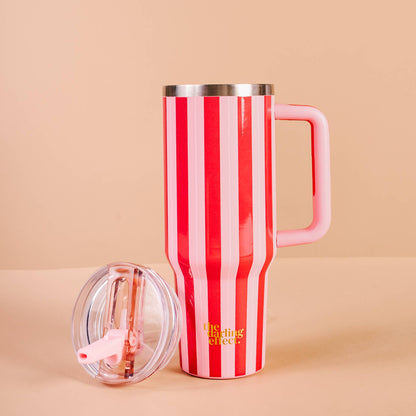 40 oz Lifestyle Flip Straw Tumbler-Peppermint Stripes