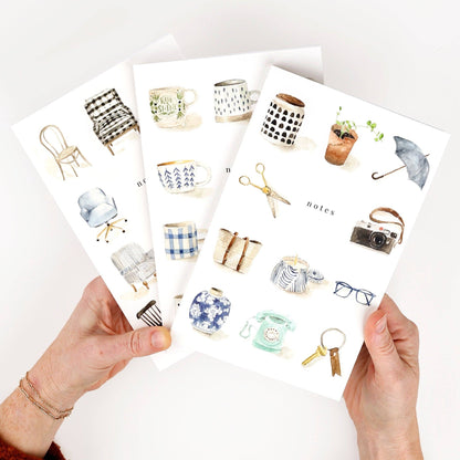 Softtouch Cover Notebook with Original Watercolor Artwork: Mugs