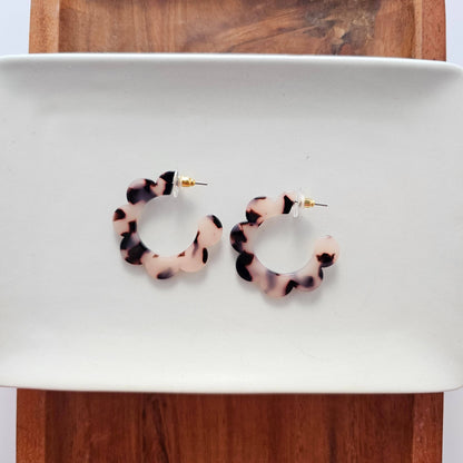 Flora Hoops - Blonde Tortoise / Flower Earrings