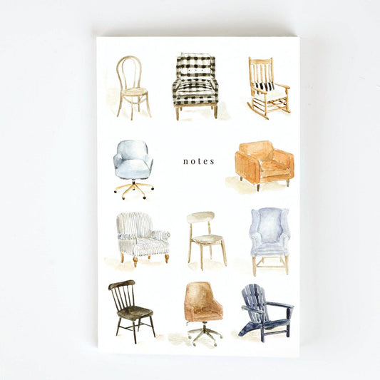 Softtouch Cover Notebook with Original Watercolor Artwork: Chairs