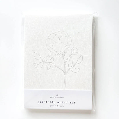 Garden flowers paintable watercolor notecard set