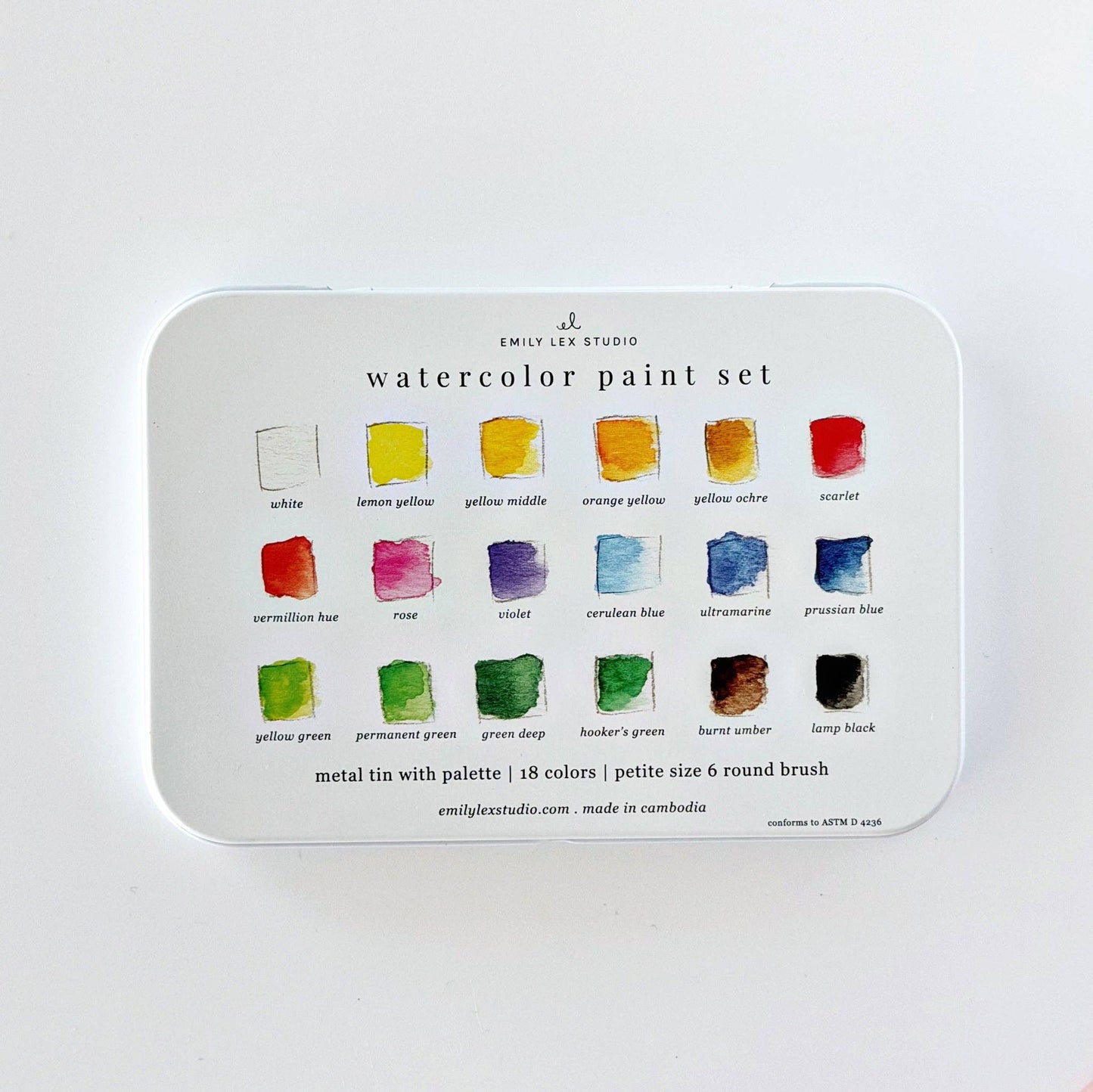 Watercolor paint set 18 colors with brush