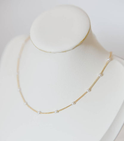 Ashtyn pearl beaded chain necklace 18k gold plated