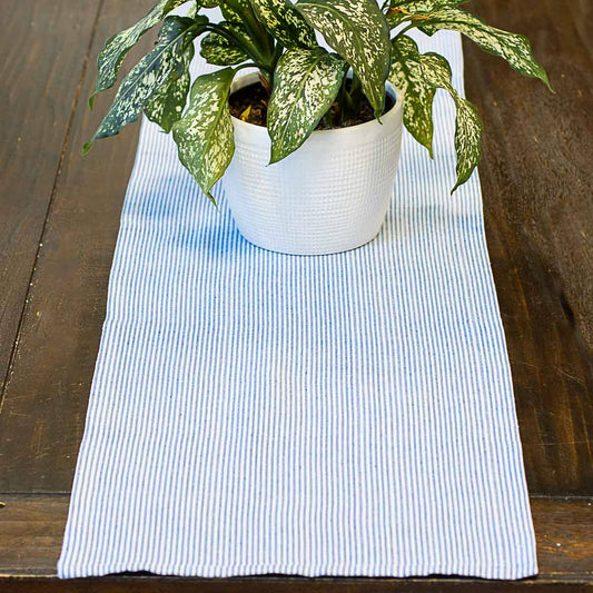 Seersucker Runner   Blue/White   13x60
