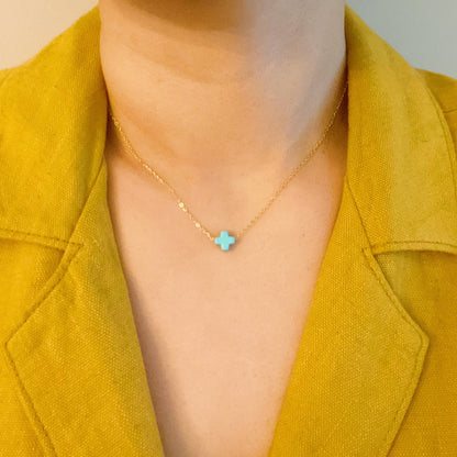 So Very Blessed Cross Necklace – Waterproof Gold Chain: Pink
