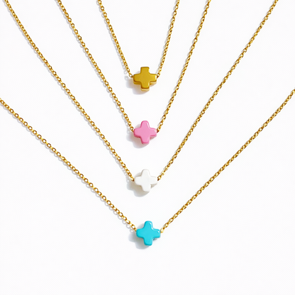 So Very Blessed Cross Necklace – Waterproof Gold Chain: Blue
