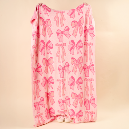 Cozy Dreams Luxe Blanket-Blushing Bows Pink