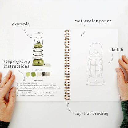 Camping watercolor workbook