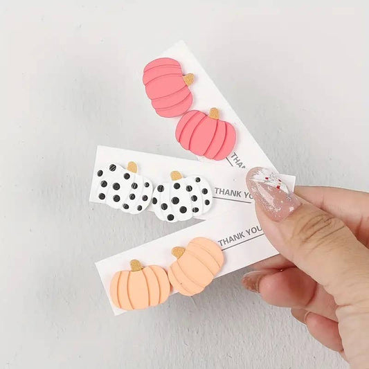 Retro Pumpkin Stud Earrings: Rose Pink (top item)