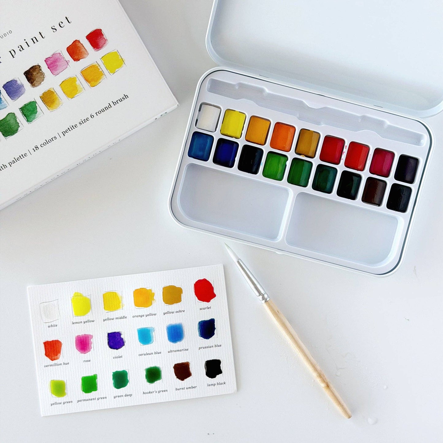 Watercolor paint set 18 colors with brush