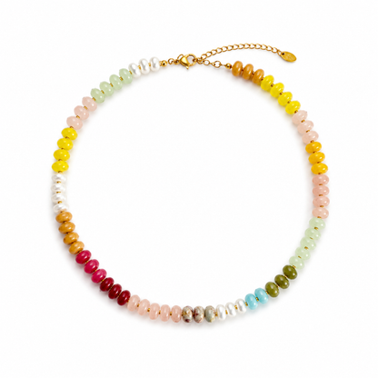 Color Garden Beaded Necklace – Natural Stone Beads Mix: Garden Bloom