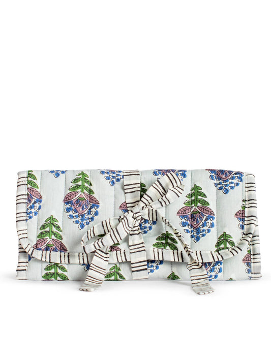 Leighton Quilted Jewelry Roll   Blue   9x13