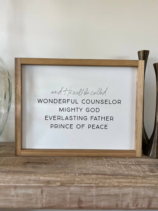 And He Will Be Called | Christmas Decor: White / Dark Walnut / 12x8"